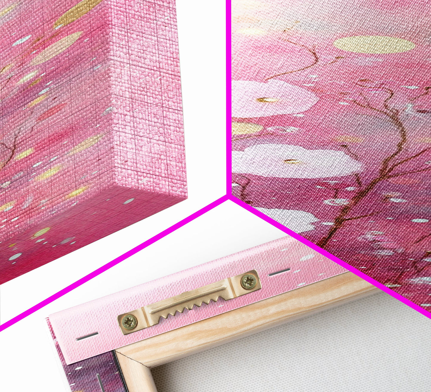 Ethereal Wildflower Painting Framed Canvas Print Featuring Dreamy Pink Abstract Art Perfect Living Room and Boho Aesthetic Spaces