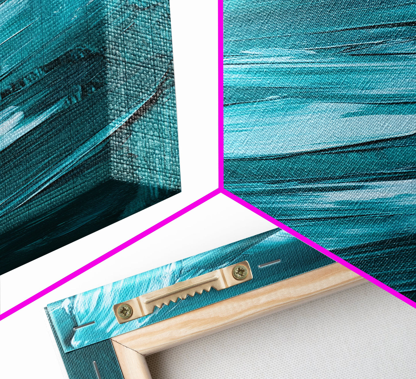 Textured Brushstroke Framed Canvas Print in Bold Teal, Geometric Wall Art, Vertical Wall Art, Coastal Decor, Bedroom Art, Gift Idea