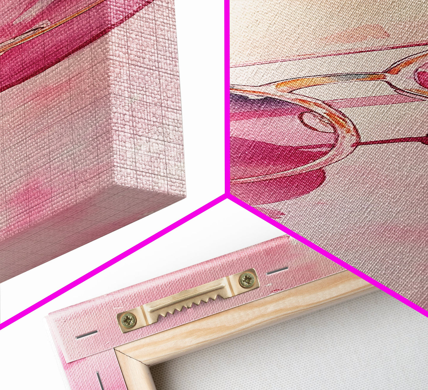 Retro Sunglasses Framed Canvas Print Pink Wall Art Light Pink Wall Art Dorm Decor Minimalist Art Above Couch Art Gift Idea