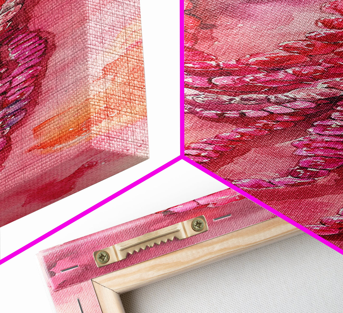 Shimmering Pink Beads Canvas Print Gemstone Painting Whimsical Wall Art Jewelry Lover Gift Vertical Pink Abstract Rustic Art