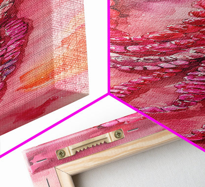 Shimmering Pink Beads Canvas Print Gemstone Painting Whimsical Wall Art Jewelry Lover Gift Vertical Pink Abstract Rustic Art