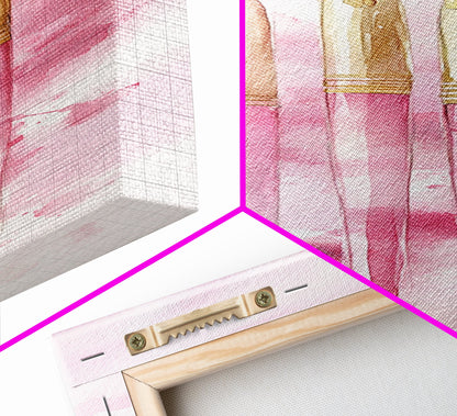 Pink Fountain Pens Canvas Print Whimsical Art Writer’s Gift Minimalist Art Living Room Decor Unique Office Wall Art Illustration