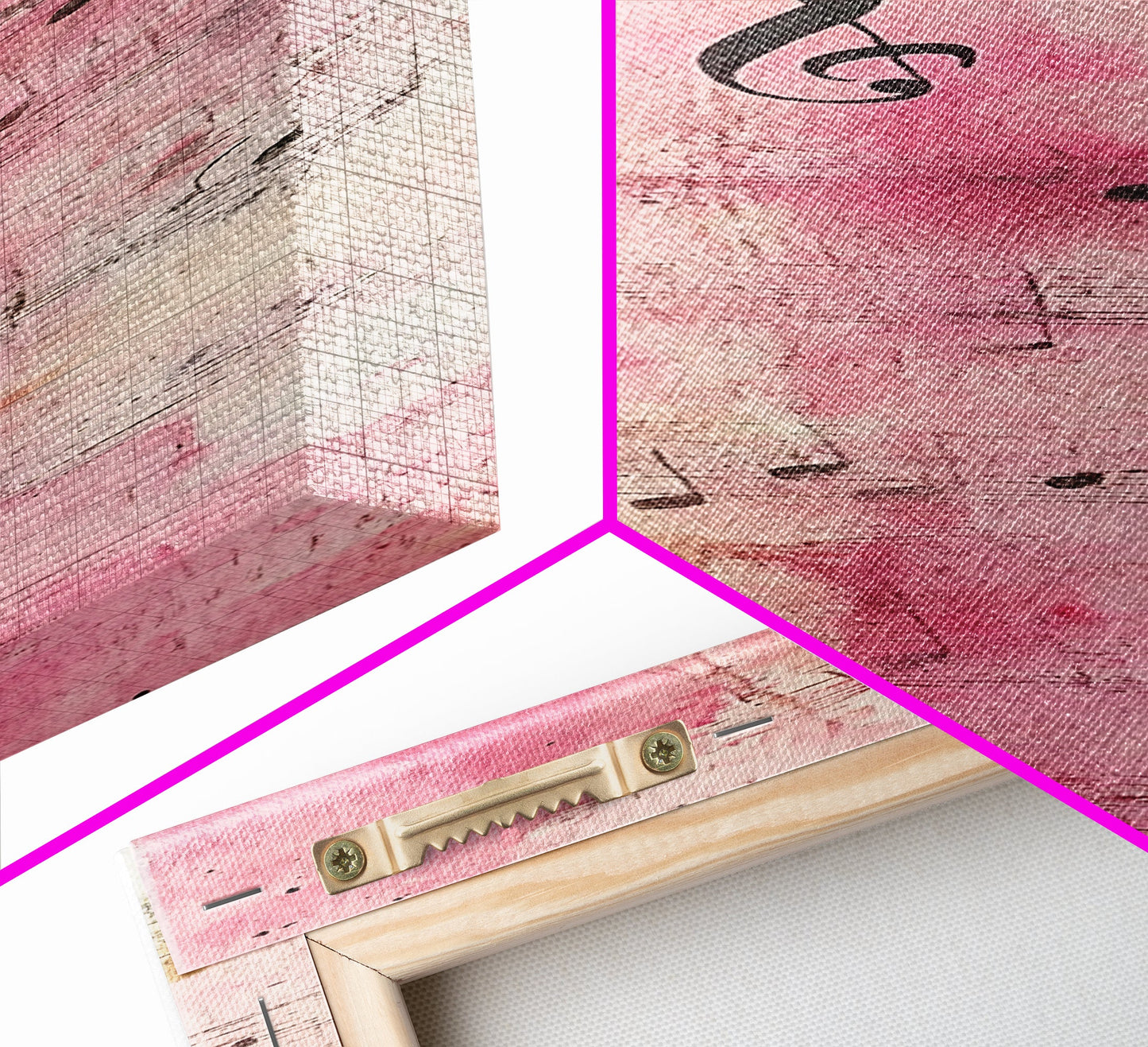 Musical Notes Abstract Canvas Print Pink Abstract Art Whimsical Art Rustic Decor Gift Idea Music Lovers Light Pink Wall Art