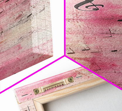 Musical Notes Abstract Canvas Print Pink Abstract Art Whimsical Art Rustic Decor Gift Idea Music Lovers Light Pink Wall Art