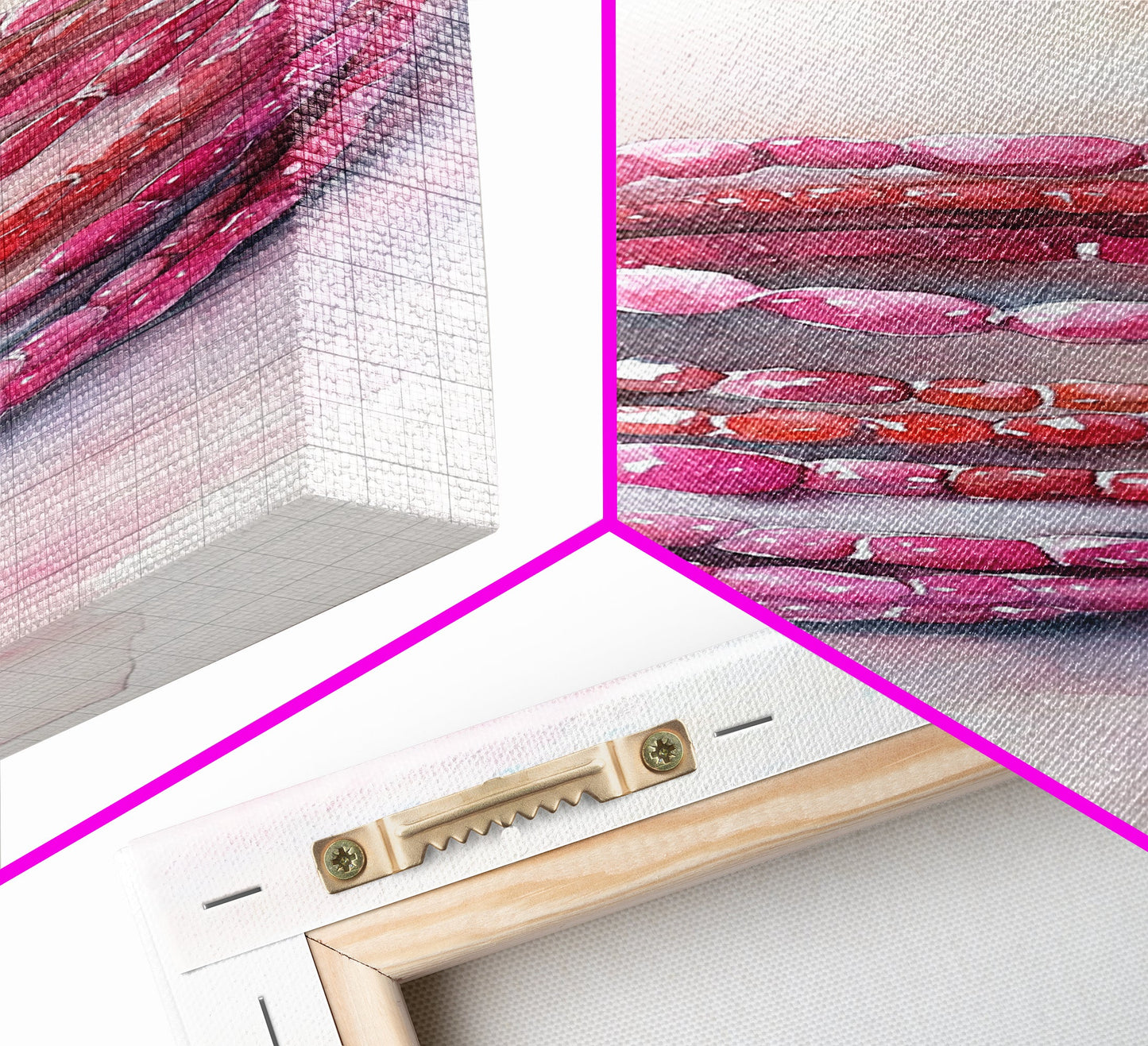 Gemstone Stack Canvas Print Whimsical Watercolor Art Pink Crystal Wall Art Bedroom Decor Gem Lover Unique Living Room Art