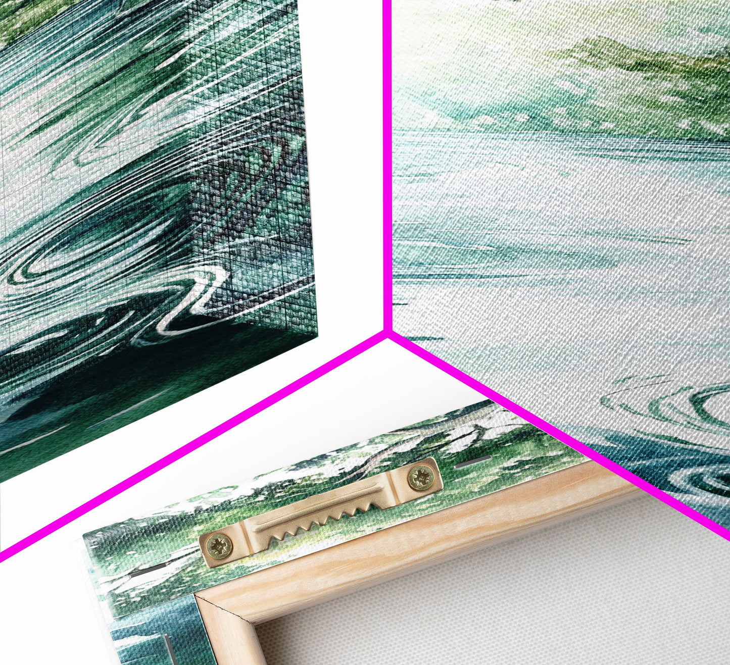 Serene Forest Stream Framed Canvas Print Coastal Landscape Art Green Wall Art Rustic Decor Vertical Art Guest Room Wall Decor