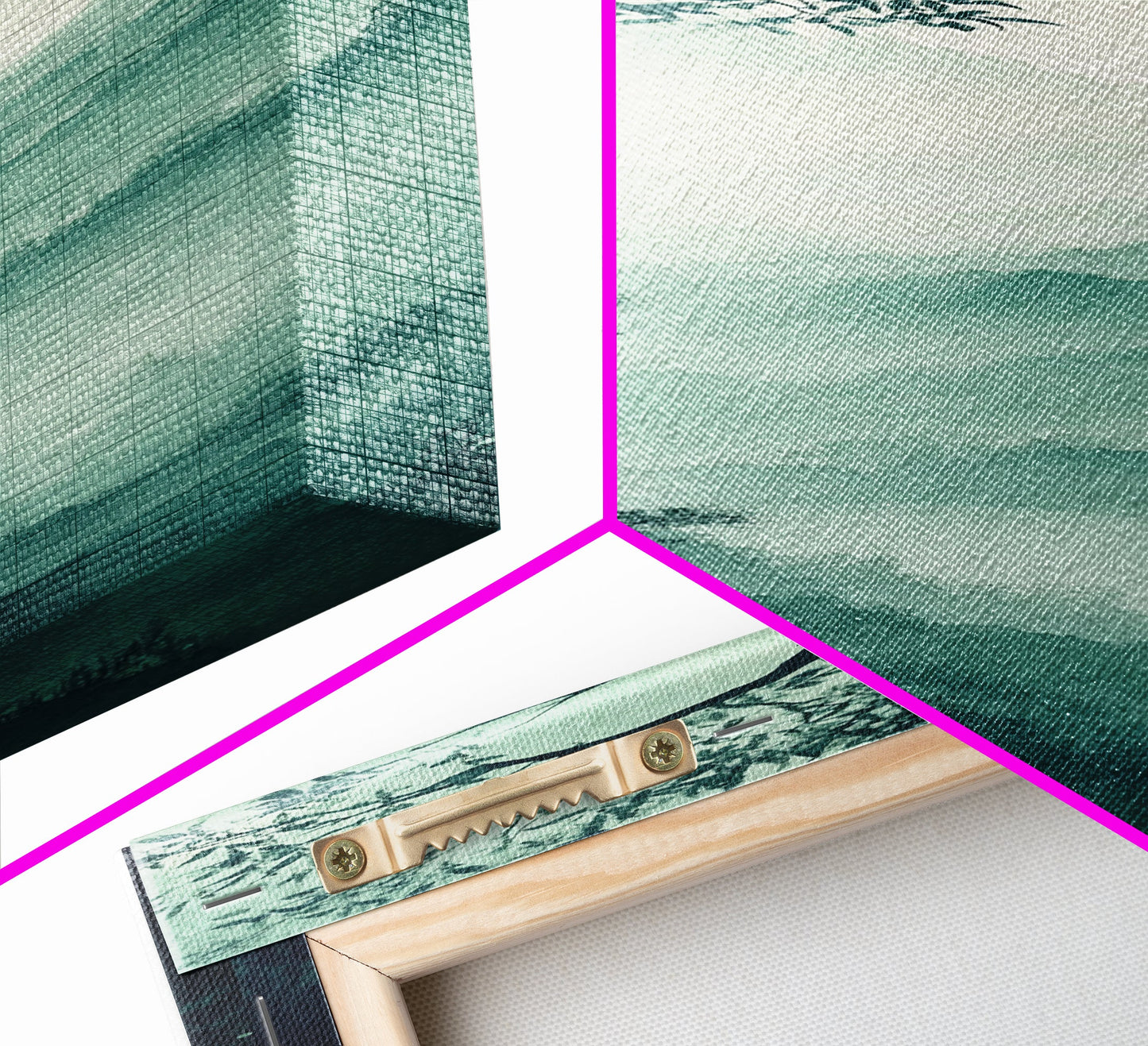 Misty Forest Panorama Framed Canvas Print Southwest Wall Art Vertical Nature Scene Above Couch Art Smoky Mountain Landscape