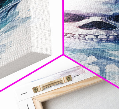 Skull Art Framed Canvas Print in Ethereal Watercolor Design, Halloween Decor and Moody Wall Art with Rustic Aesthetic Appeal