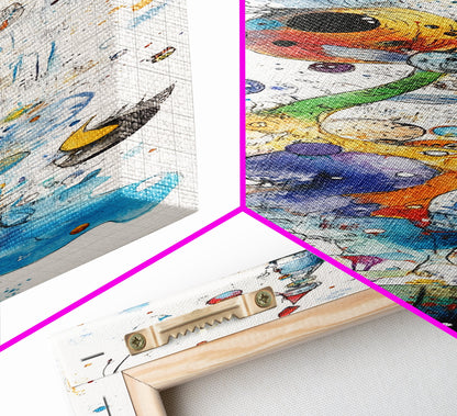 Whimsical Tower Painting Canvas Print Colorful Fun Art Vertical Wall Art Unique Gift Idea Playful Whimsical Art for Living Room