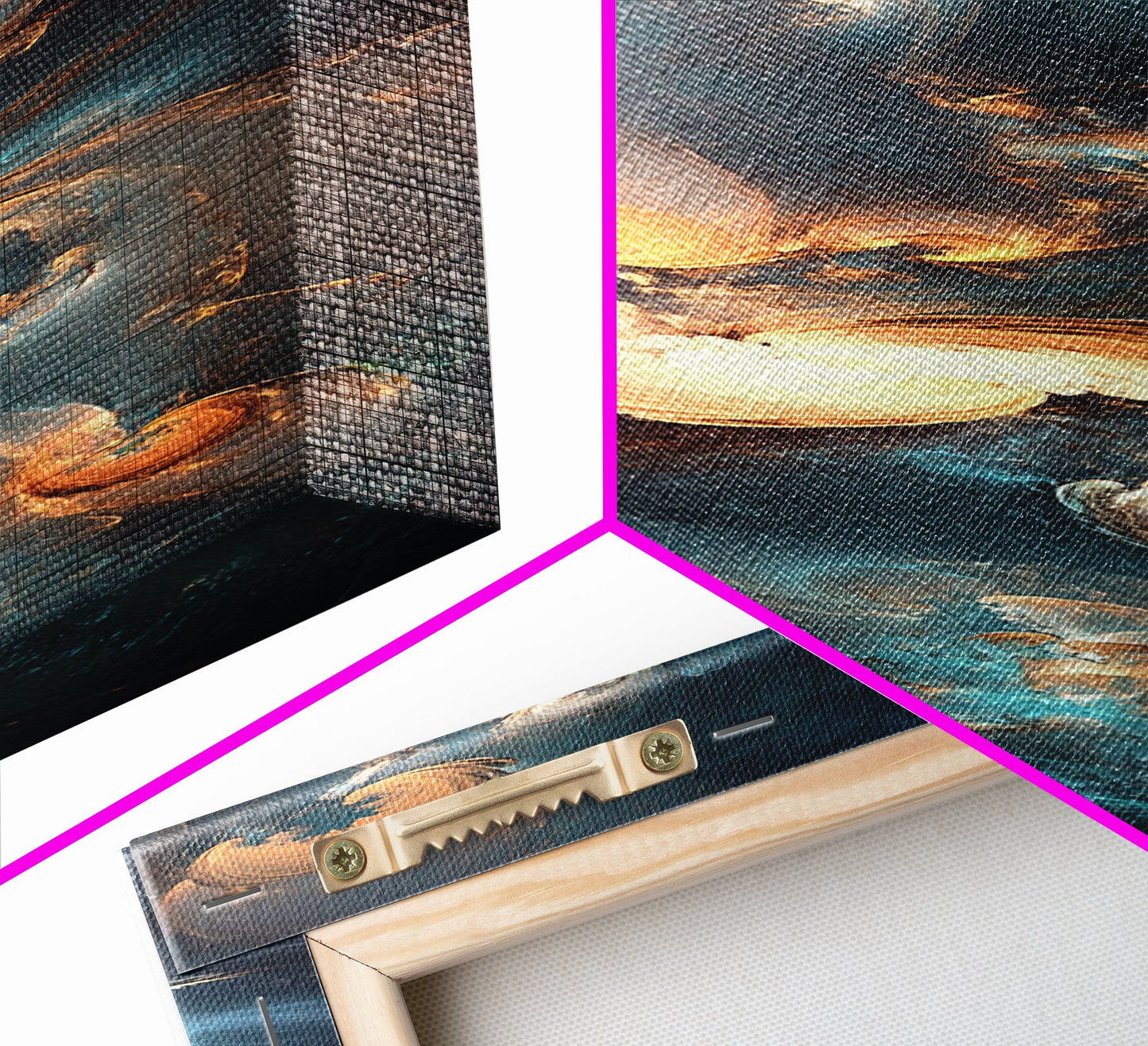 Radiant Sky Abstract Blue Wall Art Framed Canvas Print Coastal Decor Moody Wall Art Extra Wide Art Horizontal Panoramic