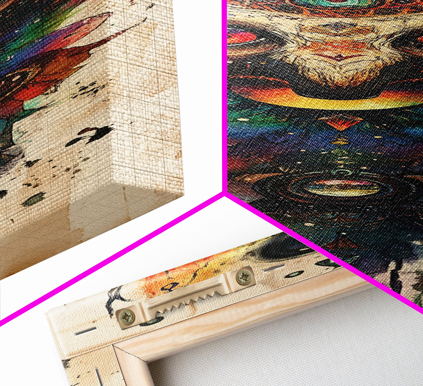 Enchanted Deer Canvas Print Featuring Sacred Geometry, Vibrant Color Palette, Boho Art And Ideal Living Room Rustic Wall Decor