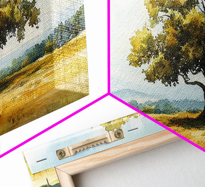 Oak Tree Art Landscape Painting Framed Canvas Print Rustic Decor Living Room Art Original Artwork Above Couch Wall Art Nature Scene