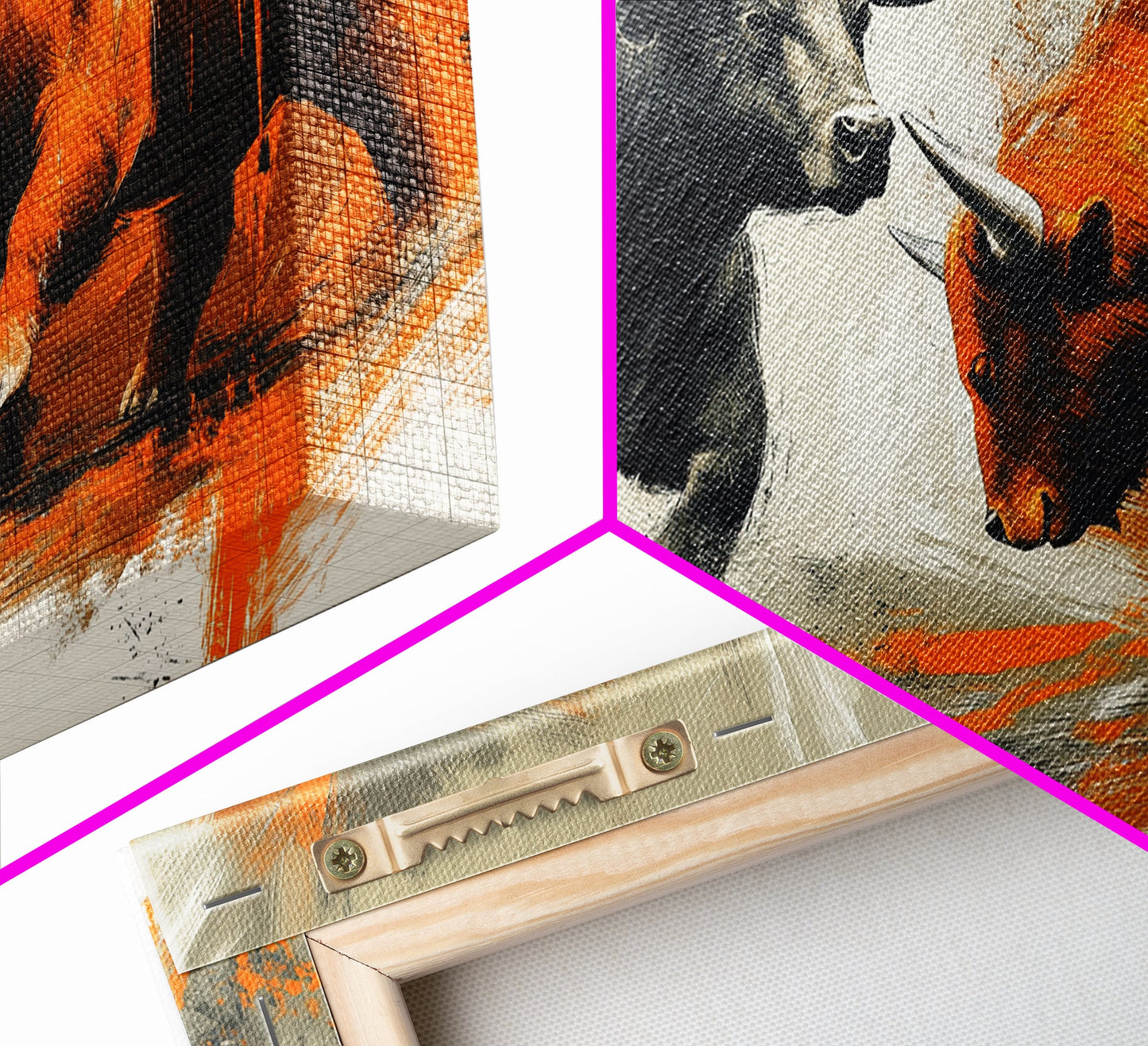 Moderner Leinwanddruck mit Stier und Bär, gerahmt, Geschenkidee, Kunst für den Finanzmarkt, Wanddekoration, rustikale Kunst über dem Sofa