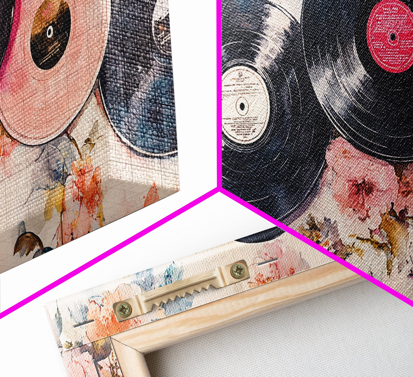 Vinyl Record Nostalgia Canvas Print Featuring Music Wall Art Retro Wall Art Pink Wall Art Moody Art Rustic Art Guest Room Living Decor