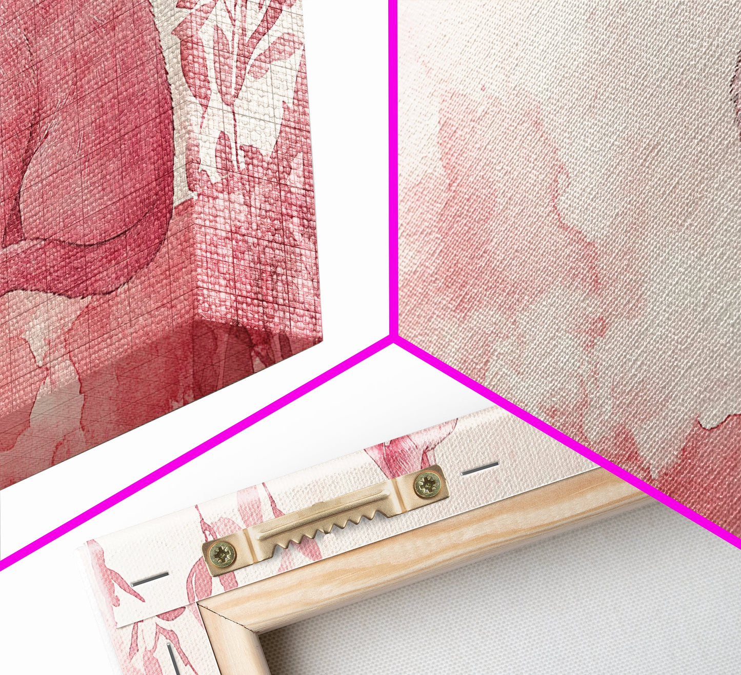 Whimsical Pink Cat Canvas Print Featuring Pink Wall Art Minimalist Art Botanical Prints Light Pink Wall Art Farmhouse Rustic Decor