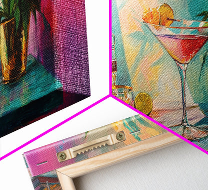 Martini Cocktail Canvas Print Colorful Bar Wall Art Vibrant Foodie Home Decor Gift Idea Kitchen Modern Party Drink Art Living Room