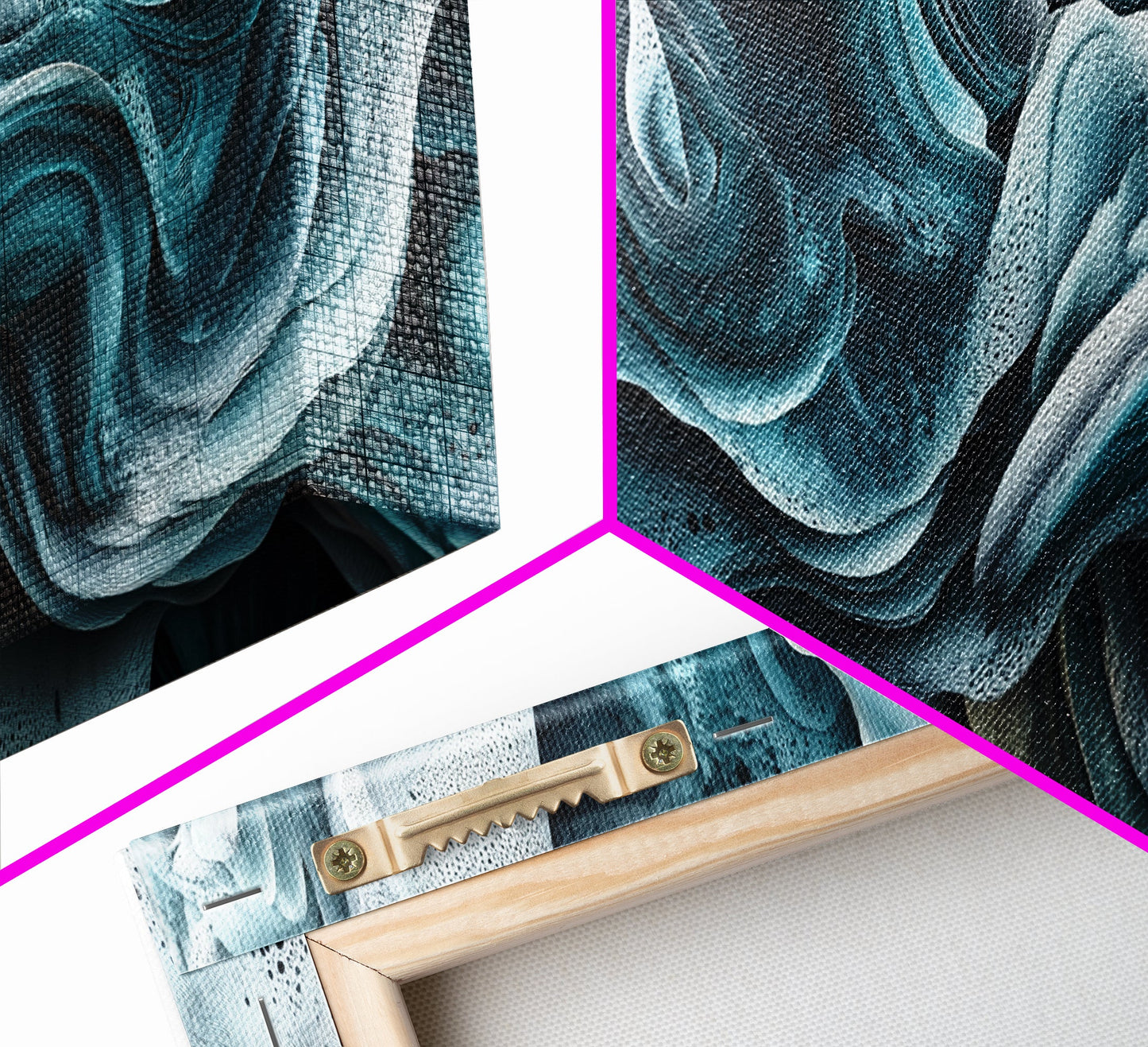 Blue Textured Wave Art Framed Canvas Print, Geometric Wall Art, Abstract Coastal Art, Sage Green Wall Art, Bedroom Art, Vertical Wall Art