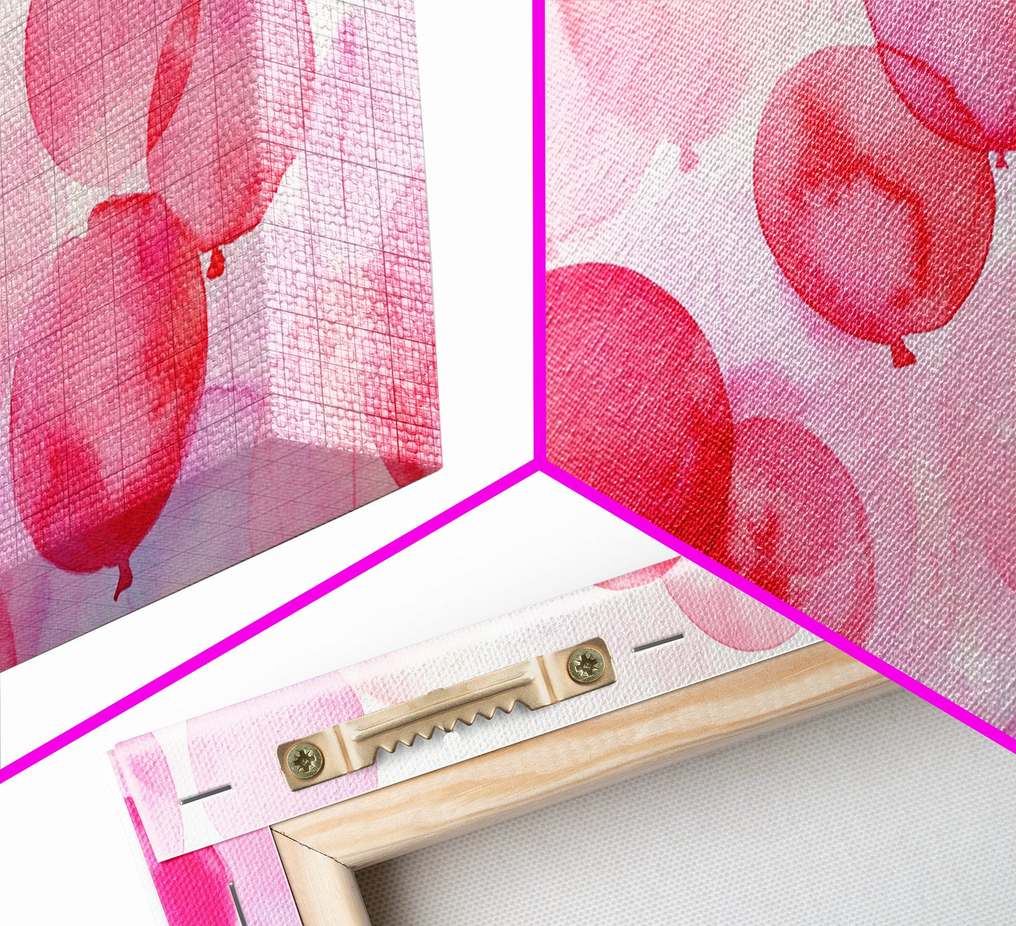 Pink Balloon Canvas Print - Light Pink Wall Art Boho Birthday Celebration Art Minimalist Decor Living Room Horizontal Art