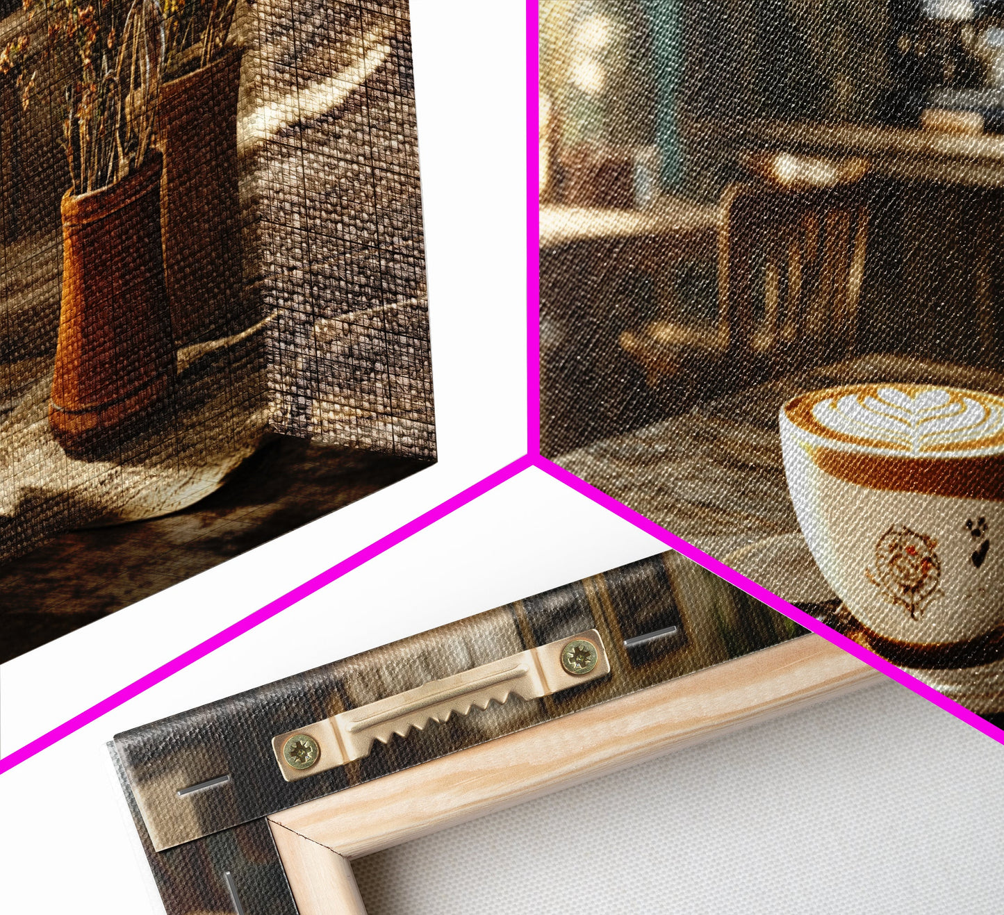 Cozy Cafe Latte Framed Canvas Print - Coffee Wall Art Kitchen Decor - Rustic Farmhouse Style Food Review Art - Gift Idea Her