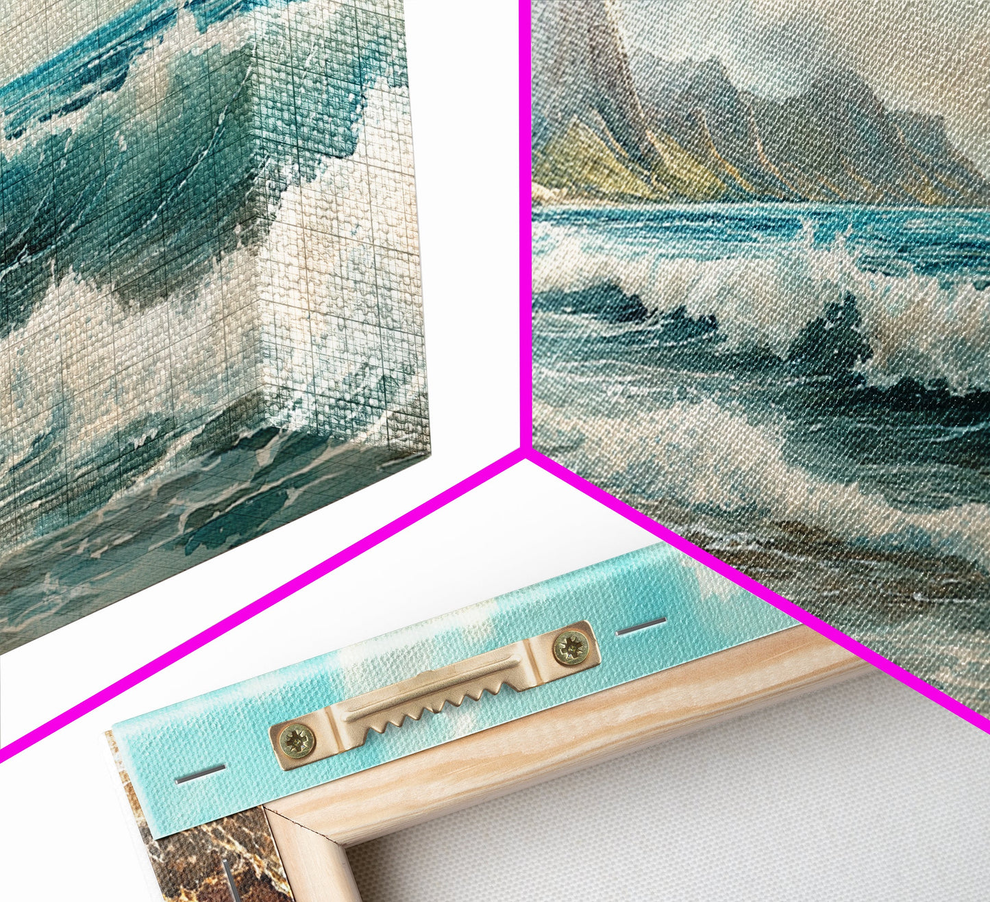 Coastal Landscape Canvas Print with Ocean Waves and Misty Cliffs, Nautical Wall Art Gift Idea, Coastal Decor Beach Painting