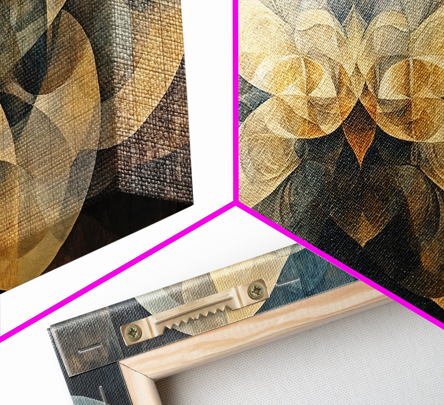 Symmetrical Abstract Framed Canvas Print, Geometric Wall Art Wabi Sabi Decor, Moody Minimalist Artwork Idea Bedroom Horizontal Design