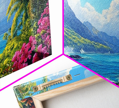 Tropical Beachscape Canvas Print Coastal Landscape Art Hawaii Decor Living Room Art Above Couch Art Nautical Wall Art Gift Idea