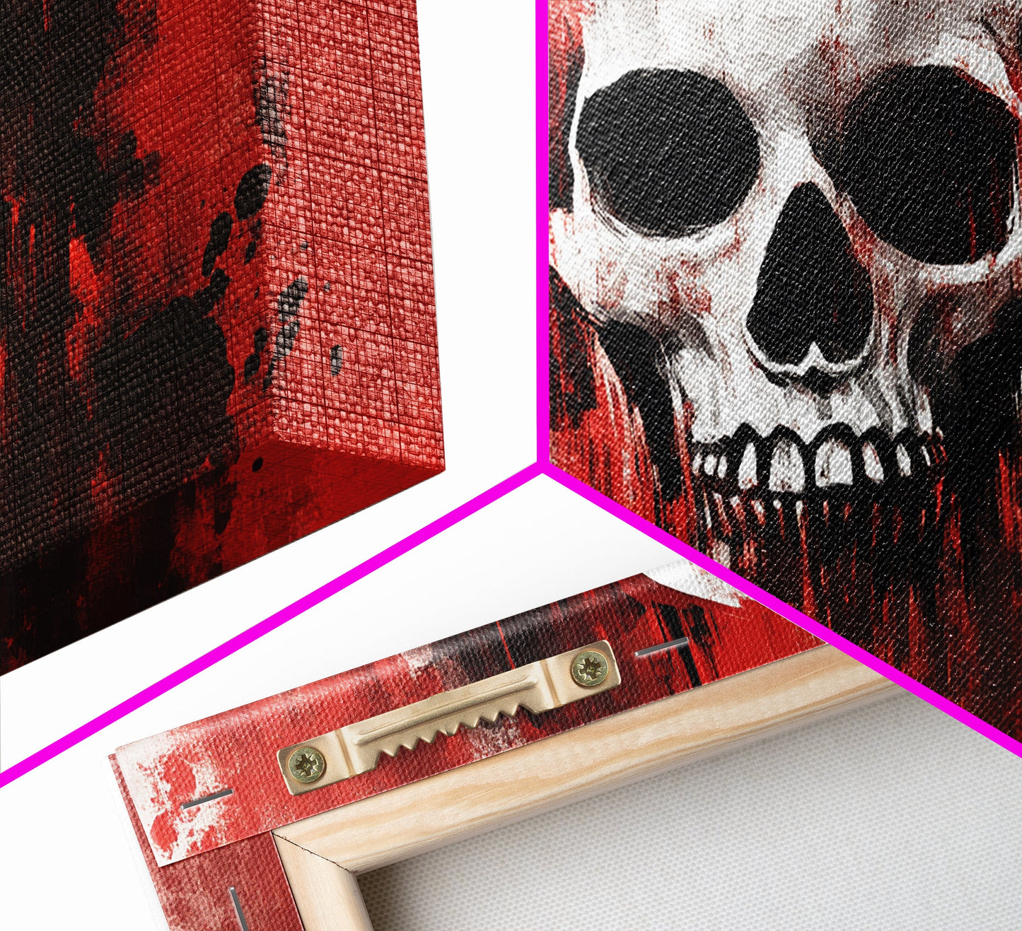 Skull Art Framed Canvas Print, Moody Dark Abstract Wall Decor, Gothic Bedroom Art, Unique Halloween Wall Art Gift, Dark Angels Decor