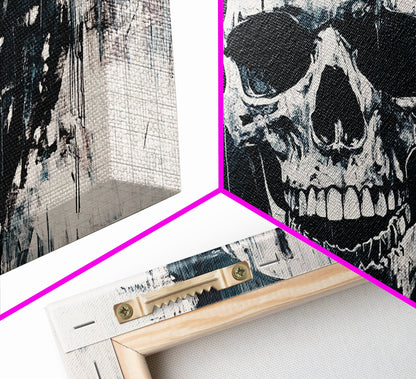 Gothic Skull Art Canvas Print, Dark Moody Abstract Wall Decor, Halloween Living Room Art, Unique Therapy Art Gift, Dark Angels Print