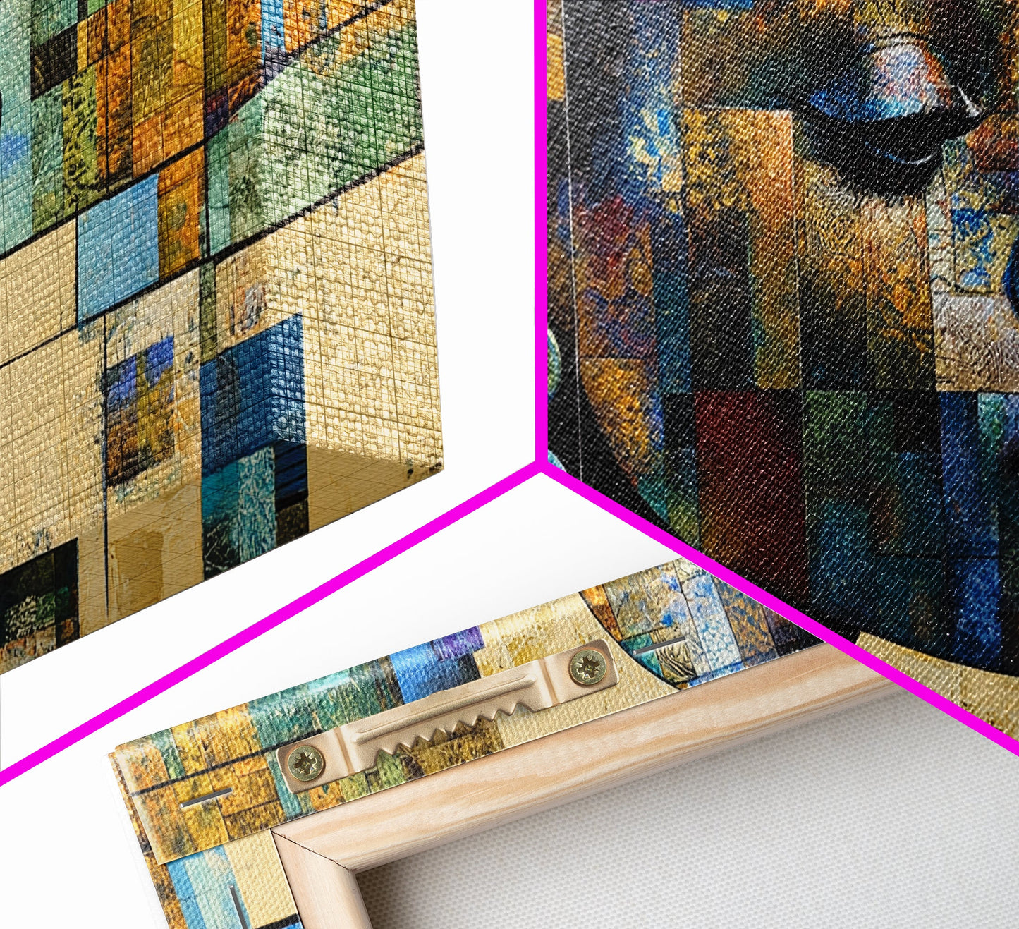 Afrozentrische Wandkunst, gerahmter Leinwanddruck, geometrische afrikanische Kunst, ausdrucksstarke Wohnzimmerdekoration, einzigartige Geschenkidee für stimmungsvolle Kunst, afrikanischer Kunstdruck