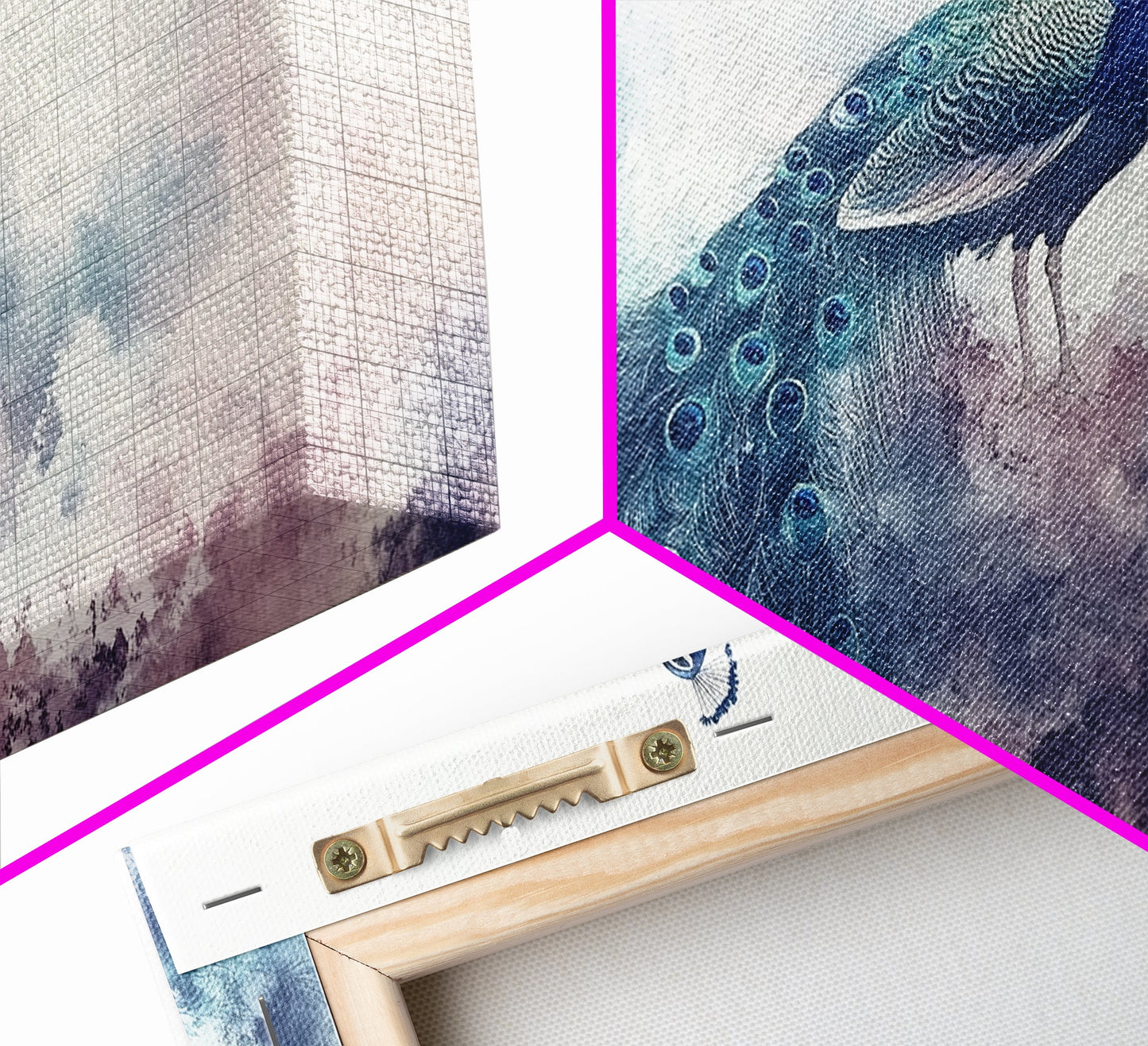 Watercolor Peacock Art Canvas Print, Moody Wildlife Wall Decor, Above Couch Living Room Art, Unique Nature Gift Idea Him Her