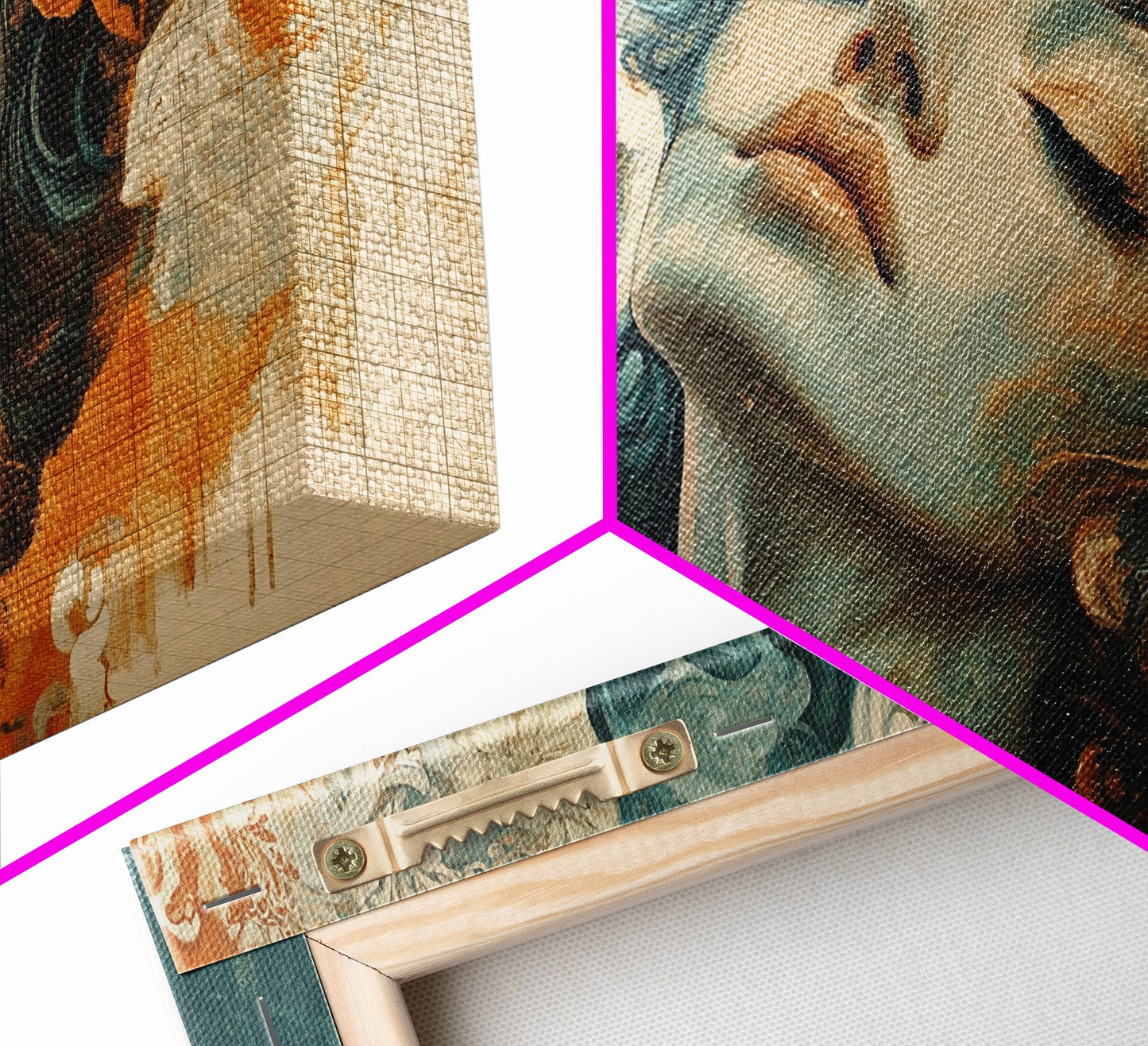 Art Nouveau Framed Canvas Print Featuring Goddess Art and Botanical Prints Beautiful Feminine Inspired Bedroom or Guest Room Art