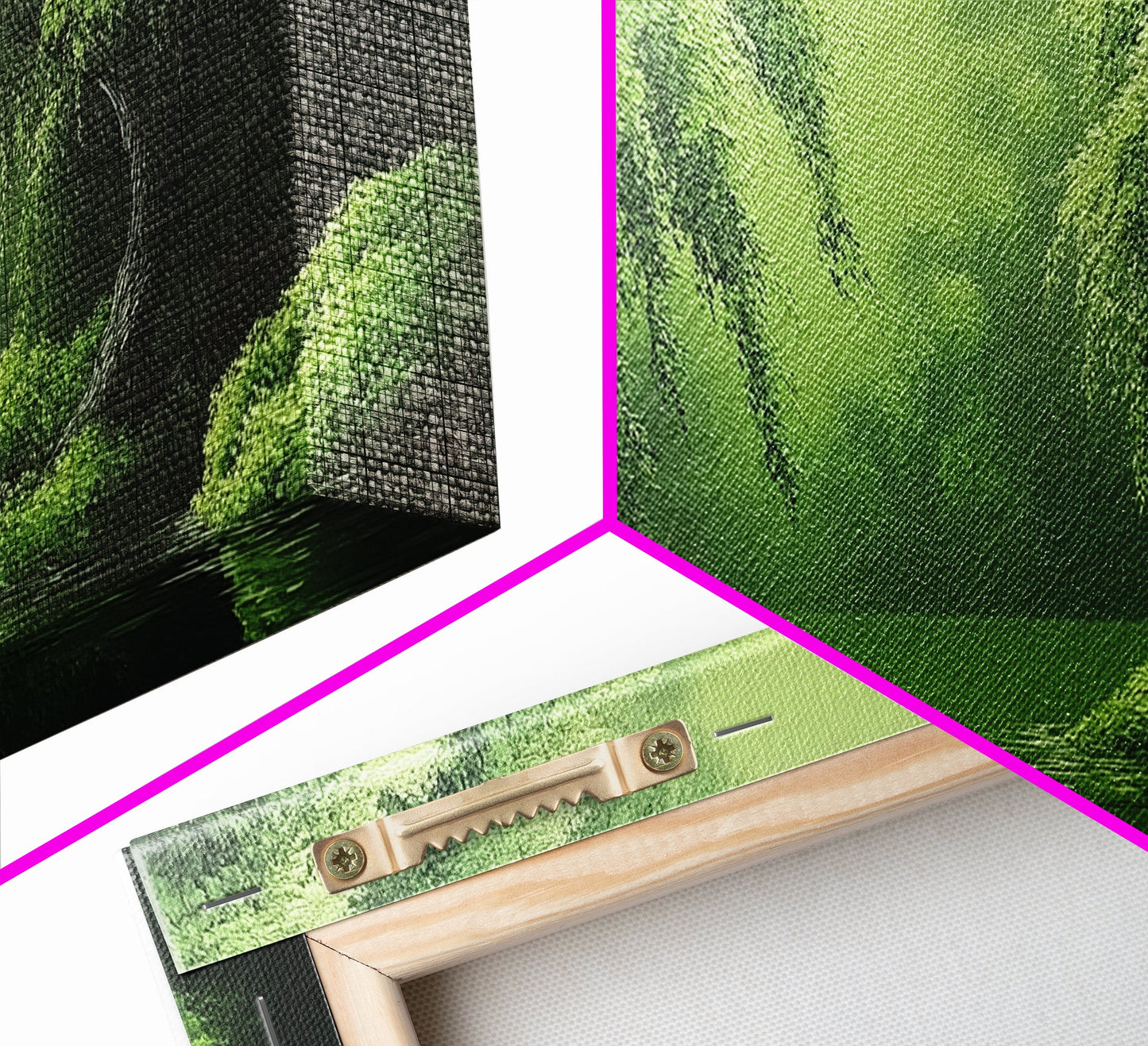 Willow Grove Framed Canvas Print, Tranquil Forest Landscape Wall Art, Sage Green Rustic Home Decor, Above Bed Nature Canvas Art