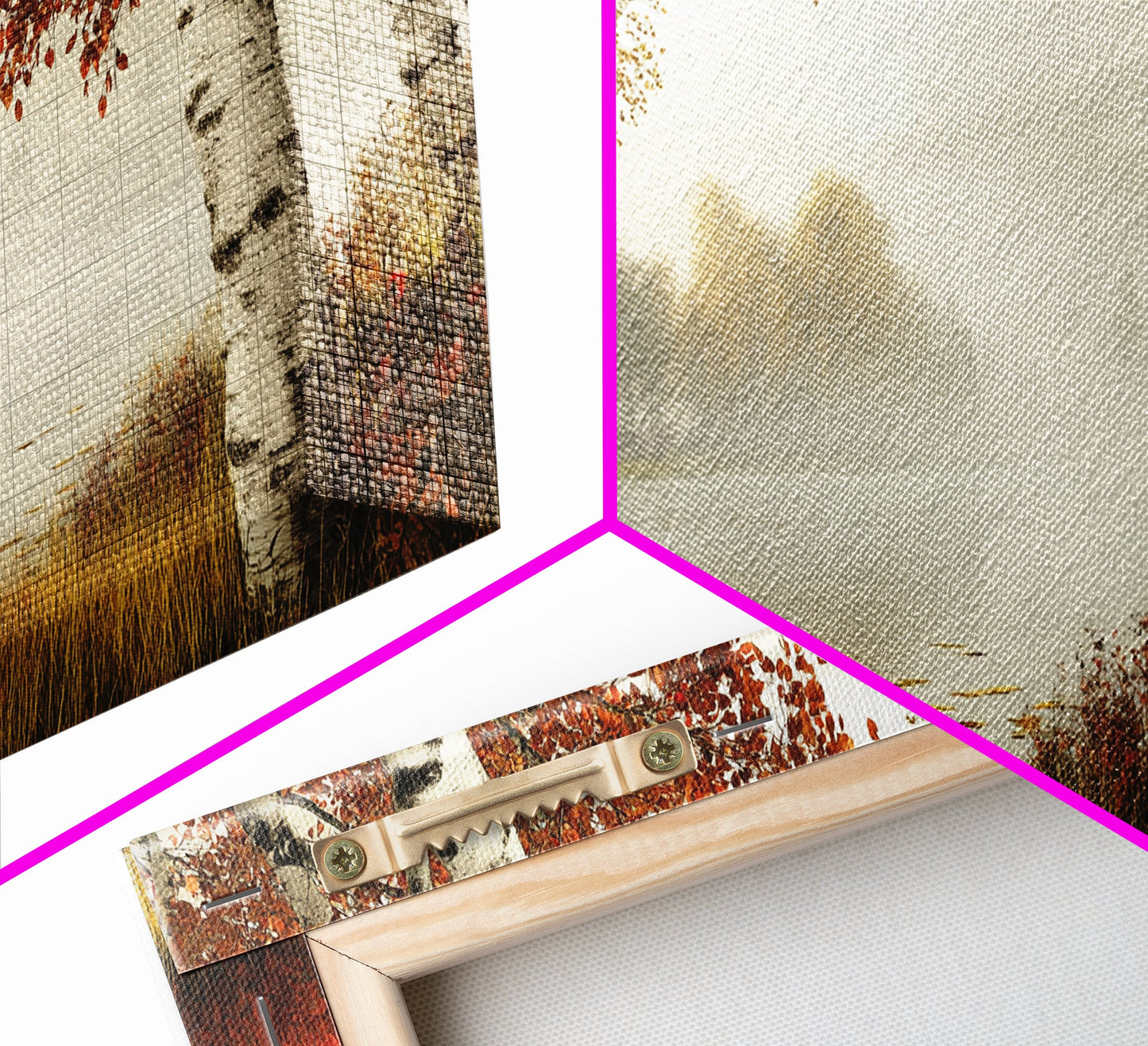 Golden Autumn Mist Canvas Print Featuring Birch Tree Painting and Moody Art Rustic Wall Art Above Sofa Art for Living Room