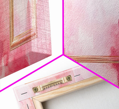 Golden Frames Canvas Print Light Pink Wall Art Minimalist Decor Modern Artistic Horizontal Artwork Boho Home Gift Idea