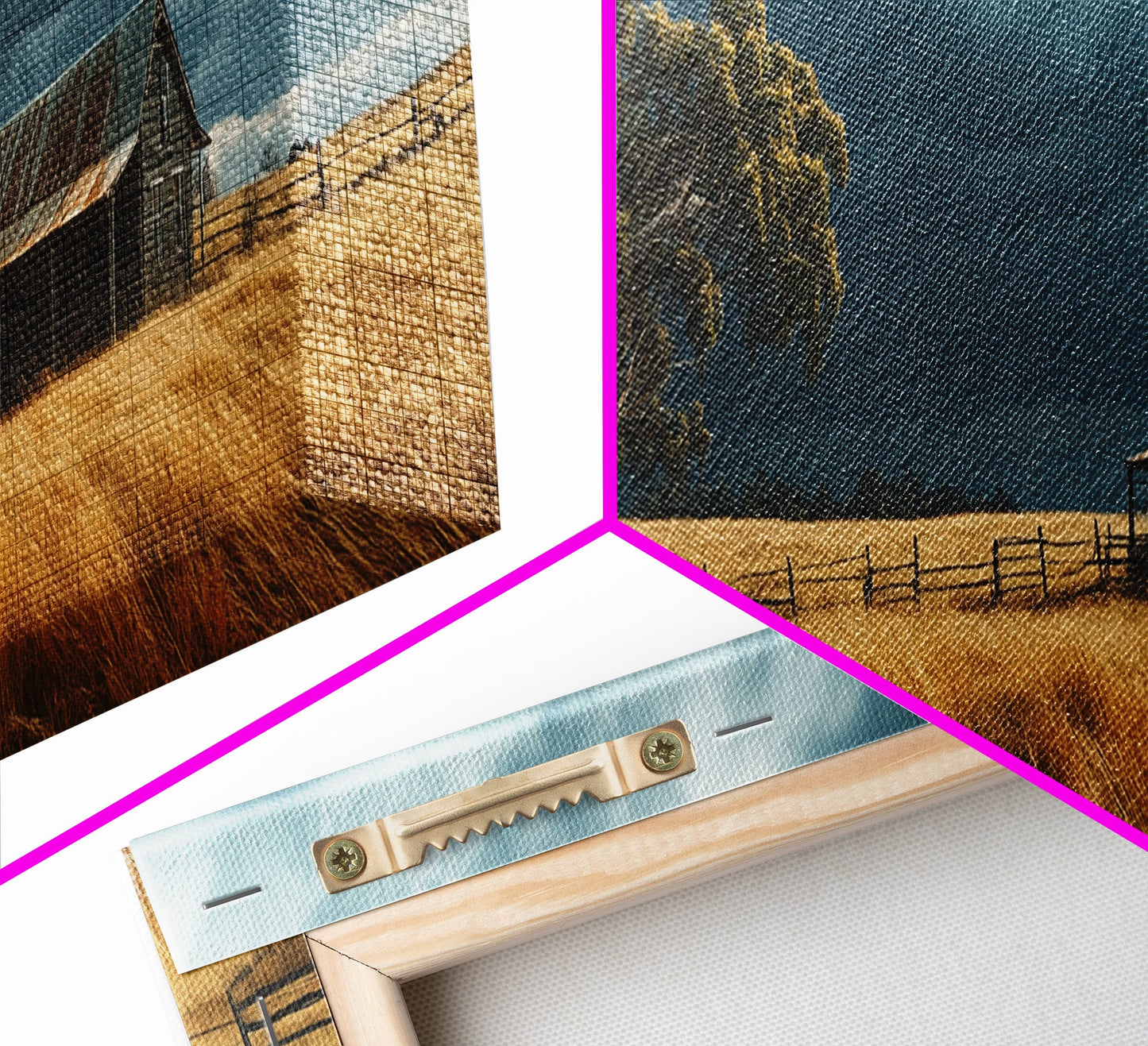 Stormy Farmhouse Canvas Print Rustic Landscape Painting Smoky Mountain Art Horizontal Panoramic Wall Living Room Autumn Decor