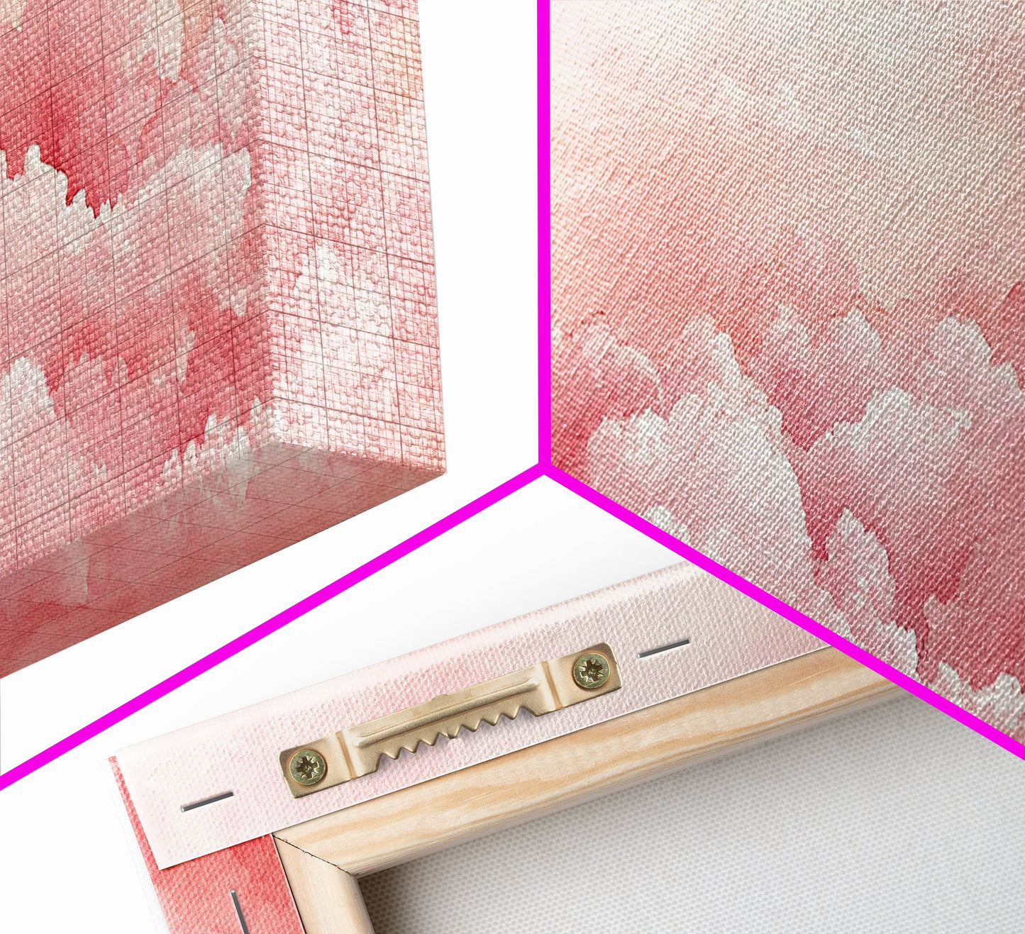 Pink Cloudscape Framed Canvas Print Light Pink Wall Art Above Sofa Horizontal Art Moody Sky Coastal Decor Gift Idea For Her Bedroom Art