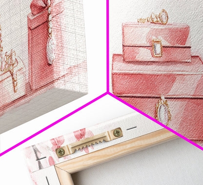 Cherry Blossom Canvas Print, Botanical Framed Canvas Art, Light Pink Wall Art, Bedroom or Guest Room Art, Feminine Nature-Inspired Decor