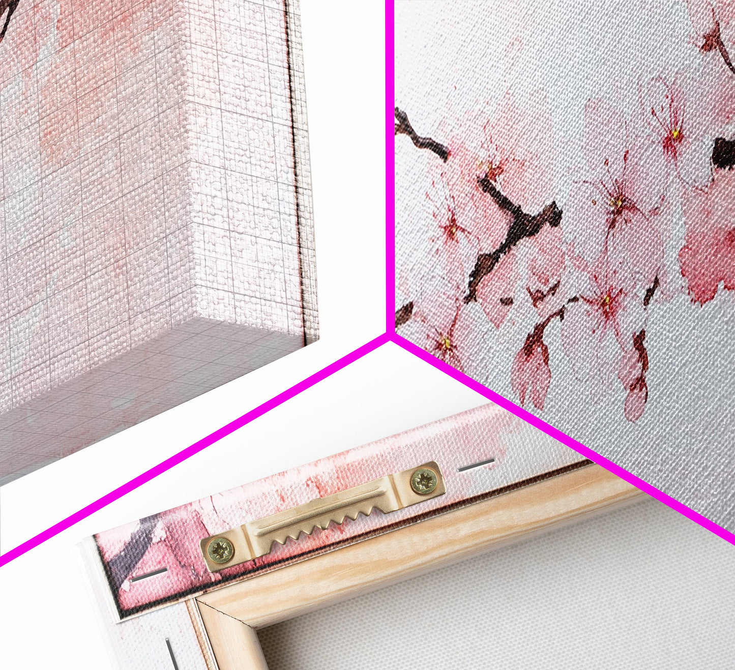 Cherry Blossom Framed Canvas Print, Japanese Sakura Wall Art, Light Pink Decor, Minimalist Botanical Artwork, Bedroom or Living Room Art
