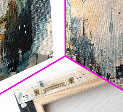 Moody Urban Streetscape Canvas Print, Lofi Art, Southwest Wall Art, Modern Cityscape Art, Above Couch Artwork, Urban Living Room Decor