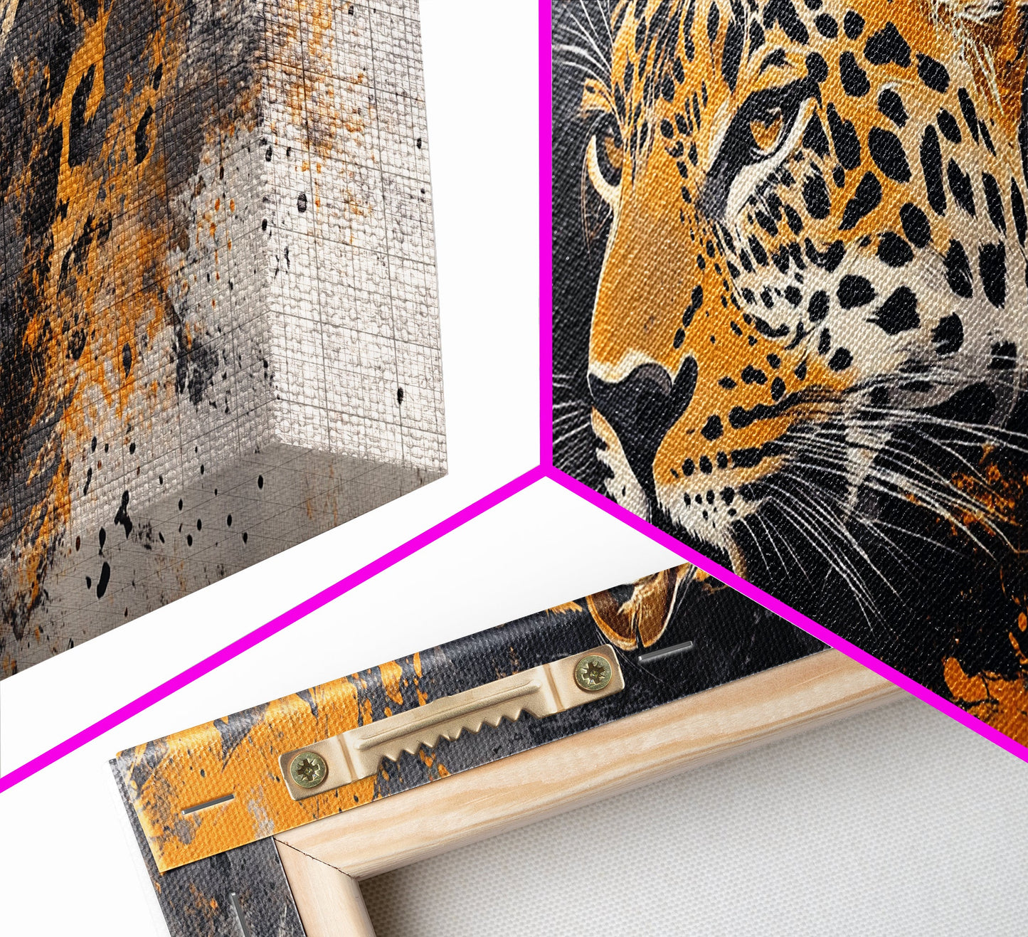 Dynamic Jungle Leopard Framed Canvas Print - Bold Wildlife Painting, African Wall Art, Safari Decor, Gift Idea For Him, Bedroom Wall Accent