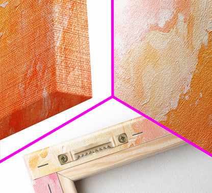 Textured Abstract Pink Canvas Print - Soft Peach and Coral Wall Art, Minimalist Fall Decor, Vibrant Pastel Bedroom Accent, Gift Idea