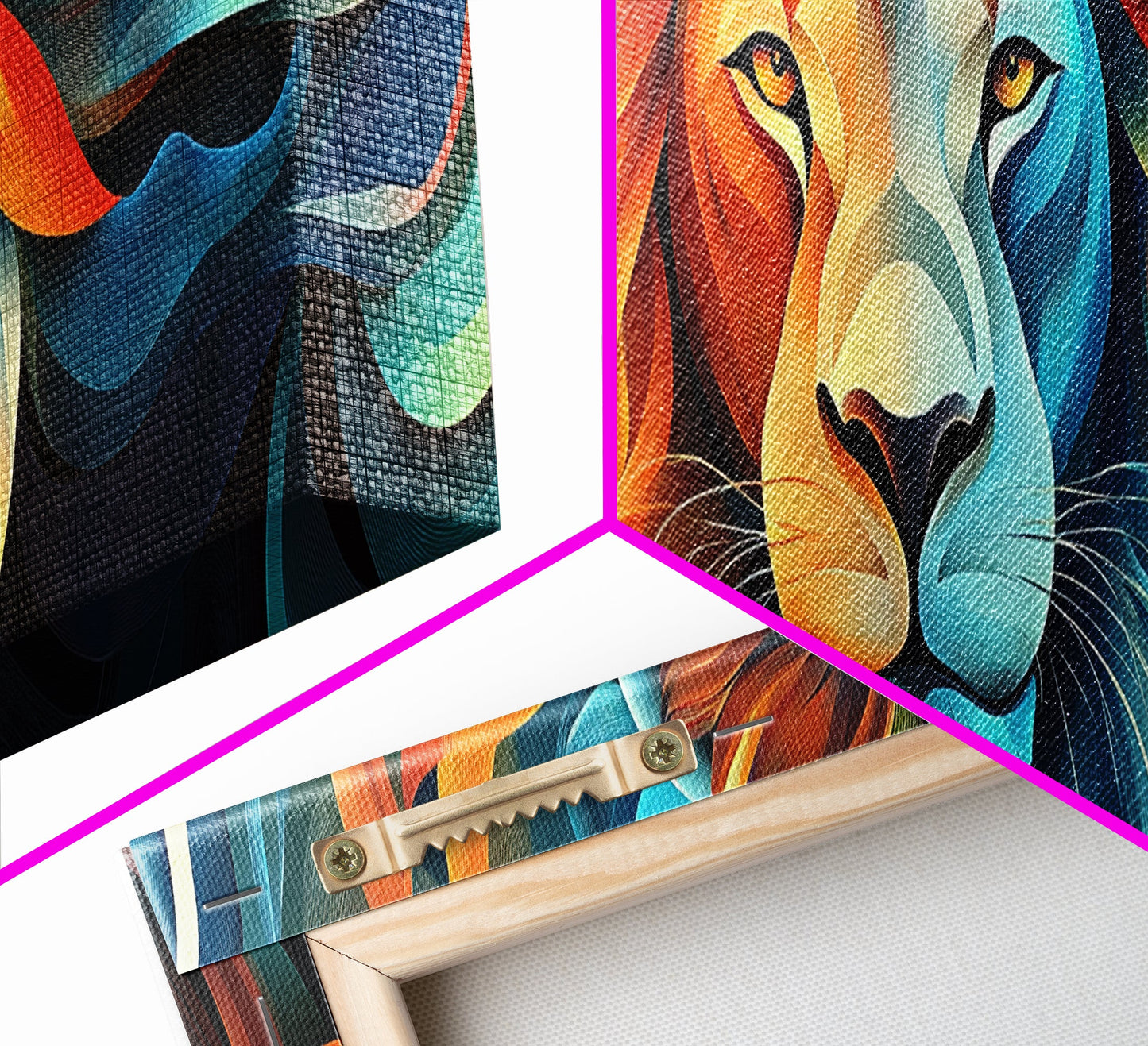 Bold Lion Profile Canvas Print, Whimsical Wall Art, Rustic Decor, Bedroom Art, Living Room Art, Vibrant Painting, Gift Idea