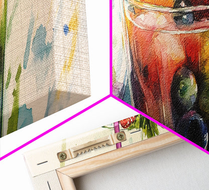 Canvas Print Vibrant Martini Wall Art Fruit of the Spirit Kitchen Art Horizontal Modern Decor Gift Idea Panoramic Painting