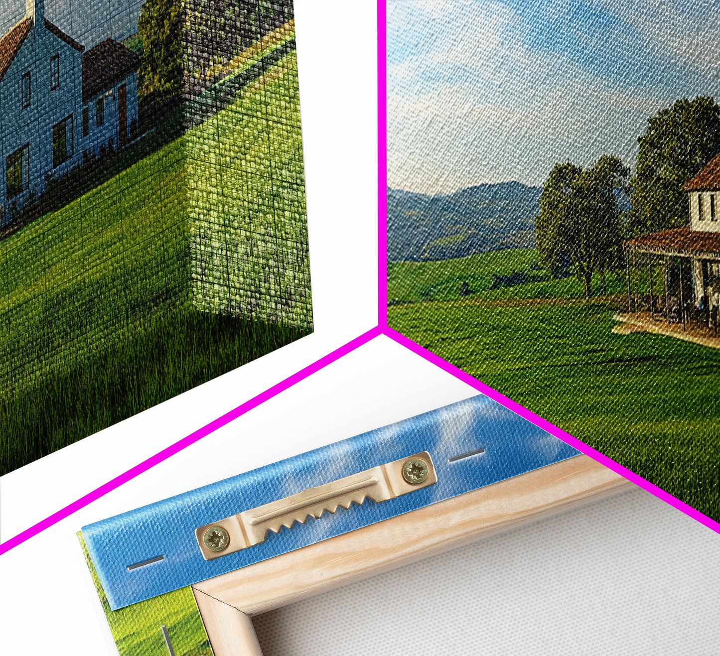 Scenic Green Rolling Hills Framed Canvas Print - Rustic Landscape Art, Farmhouse Living Room Decor, Extra Wide Art Above Sofa, Gift Idea