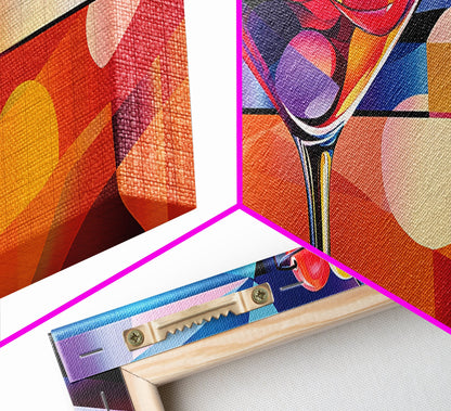 Martini Glass Framed Canvas Print Martini Wall Art Abstract Modern Cocktail Art Kitchen Bar Decor Bold Geometric Wall Artwork