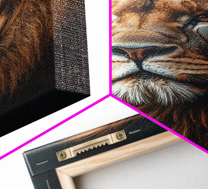 Majestic Lion Portrait Framed Canvas Print – African Art, Rustic Decor, Living Room Wall Art, Gift Idea Wildlife Inspired Home Art