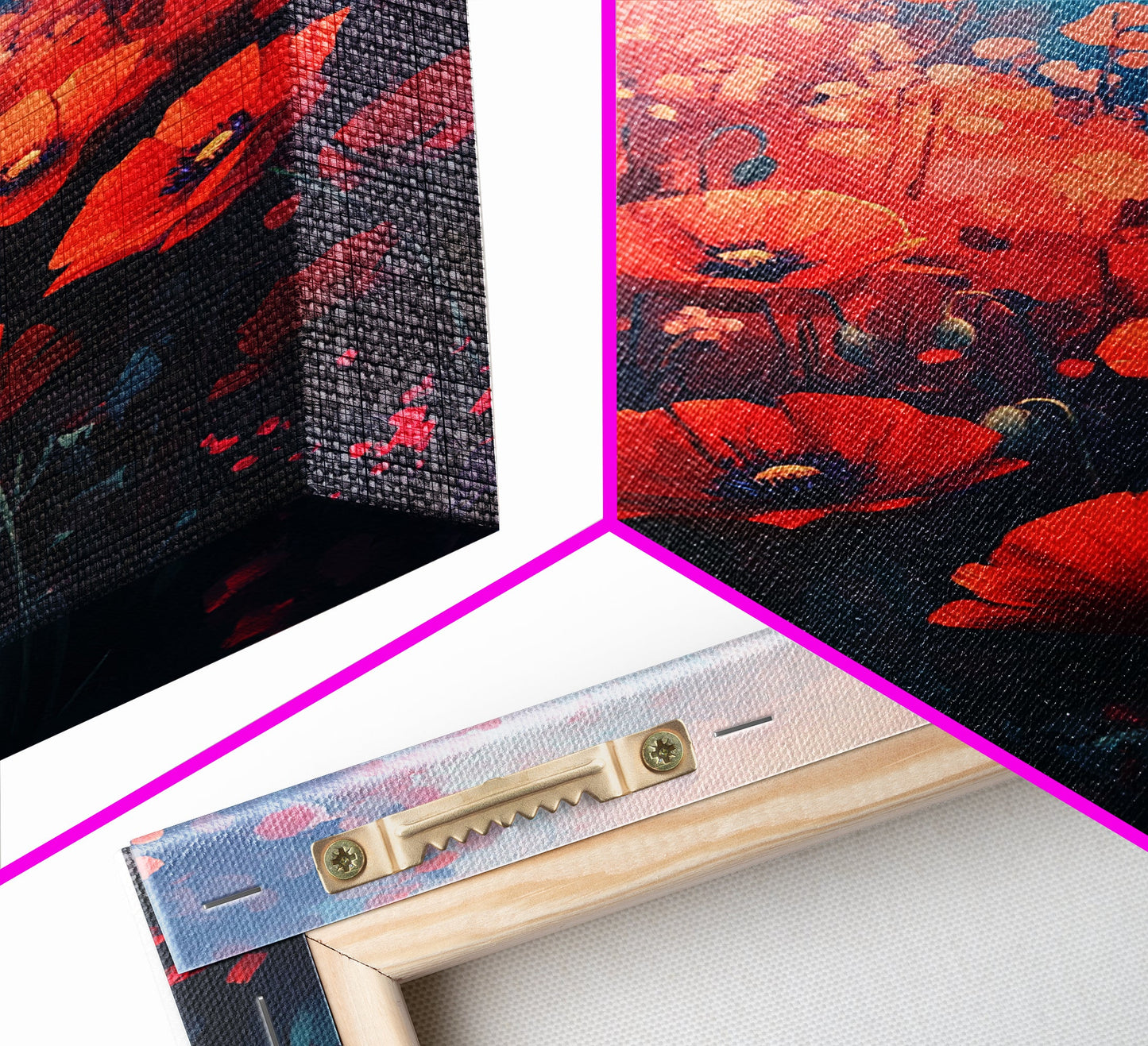 Vibrant Wildflower Framed Canvas Print, California Poppy Art, Rustic Bedroom Art, Boho Farmhouse Wall Decor, Gift Idea for Her