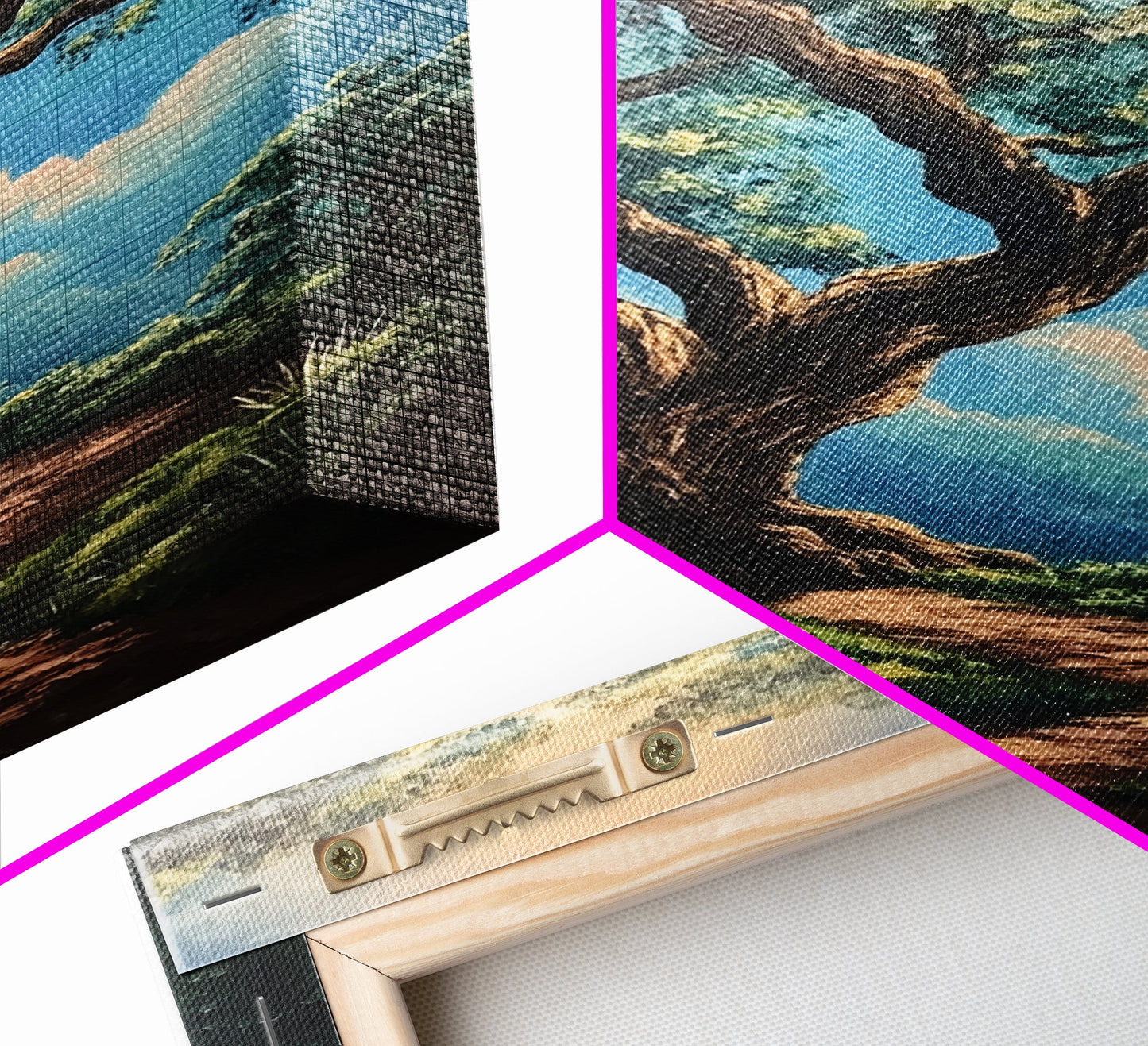 Majestic Oak Tree Framed Canvas Print – Oak Tree Art, Rustic Landscape Painting, Above Sofa Wall Art, Wabi Sabi Living Room Decor