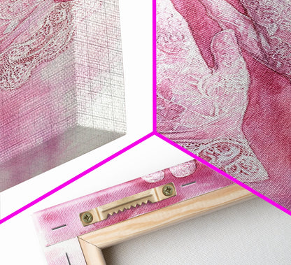 Light Pink Wall Art Canvas Print, Delicate Lace Gloves Illustration, Victorian-Inspired Art, Rustic Decor Bedroom Guest Room Gift