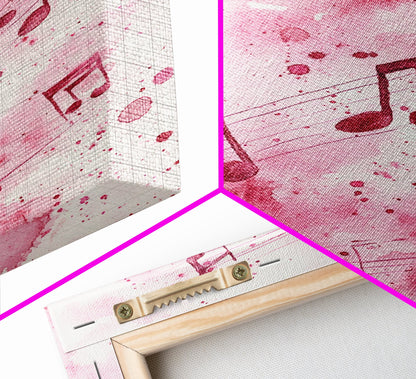 Musical Notes Canvas Print, Pink Abstract Watercolor Art, Music Lovers Gift, Therapy Wall Art, Light Pink Bedroom Living Room Decor